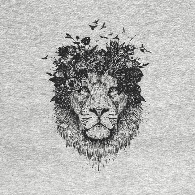 Floral lion (b&w) by soltib